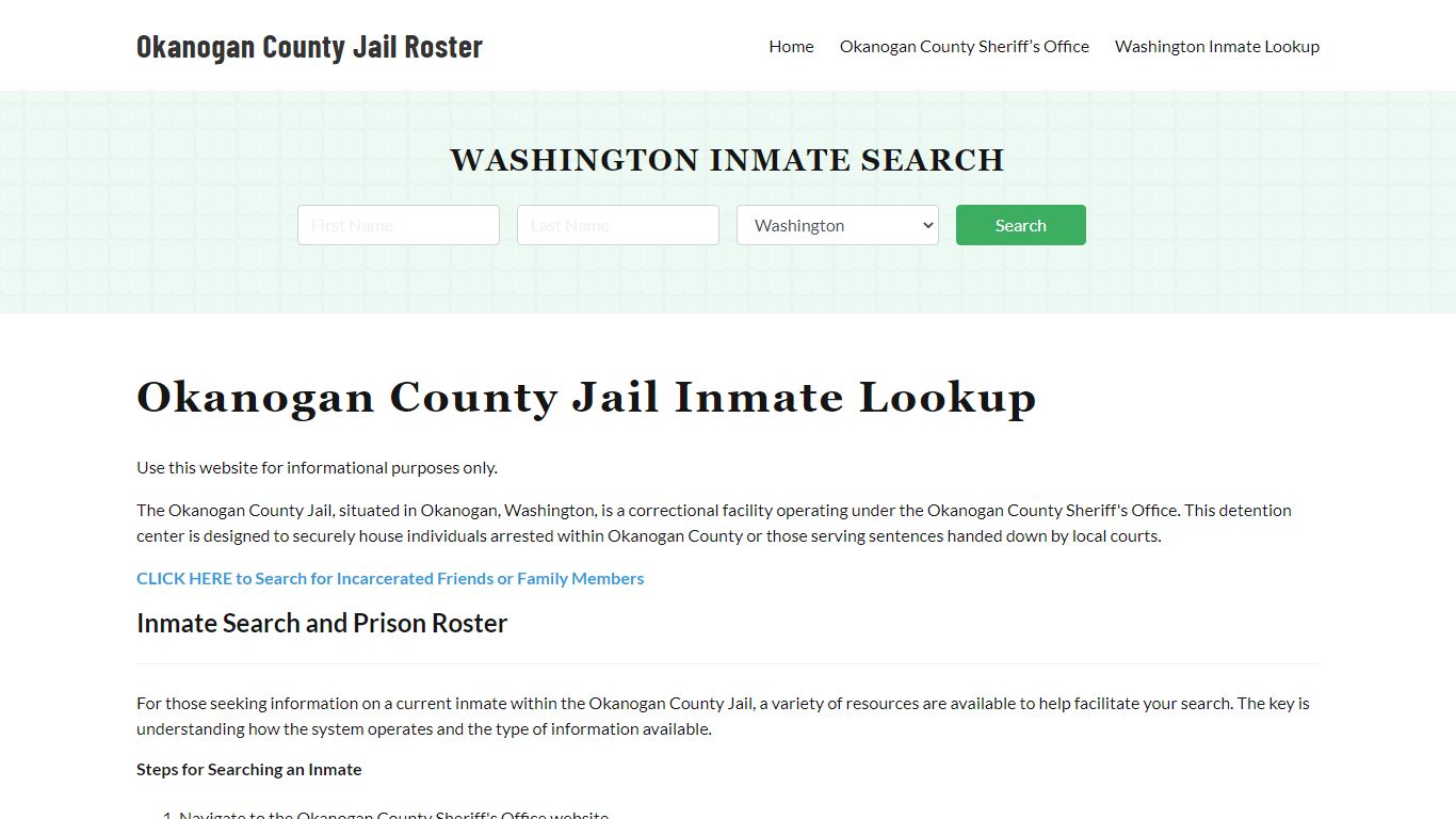 Okanogan County Jail Roster Lookup, WA, Inmate Search