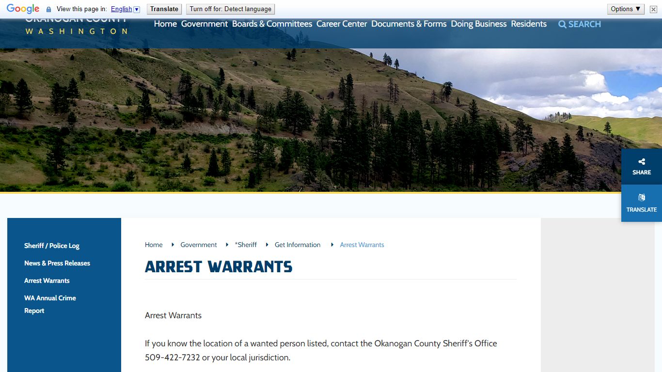 Arrest Warrants - Okanogan County, WA