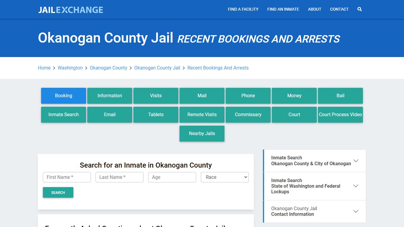 Okanogan County Jail Recent Bookings And Arrests - Jail Exchange